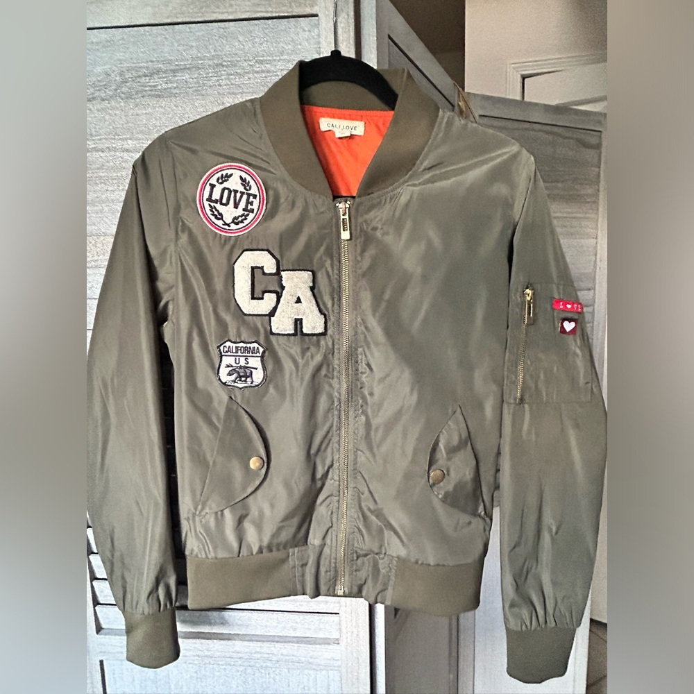 CALI LOVE Green Bomber Jacket Small Woman’s Misses Juniors